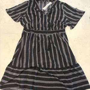 BloomChic Black and White Striped Casual Dress